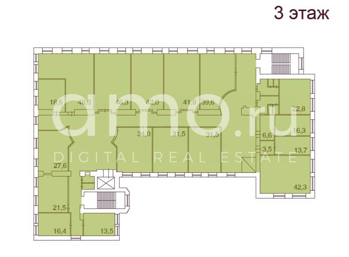 Планировка офиса 741 м², 3 этаж, БЦ «Сенатор на Бол. В.О. пр-те 80А»