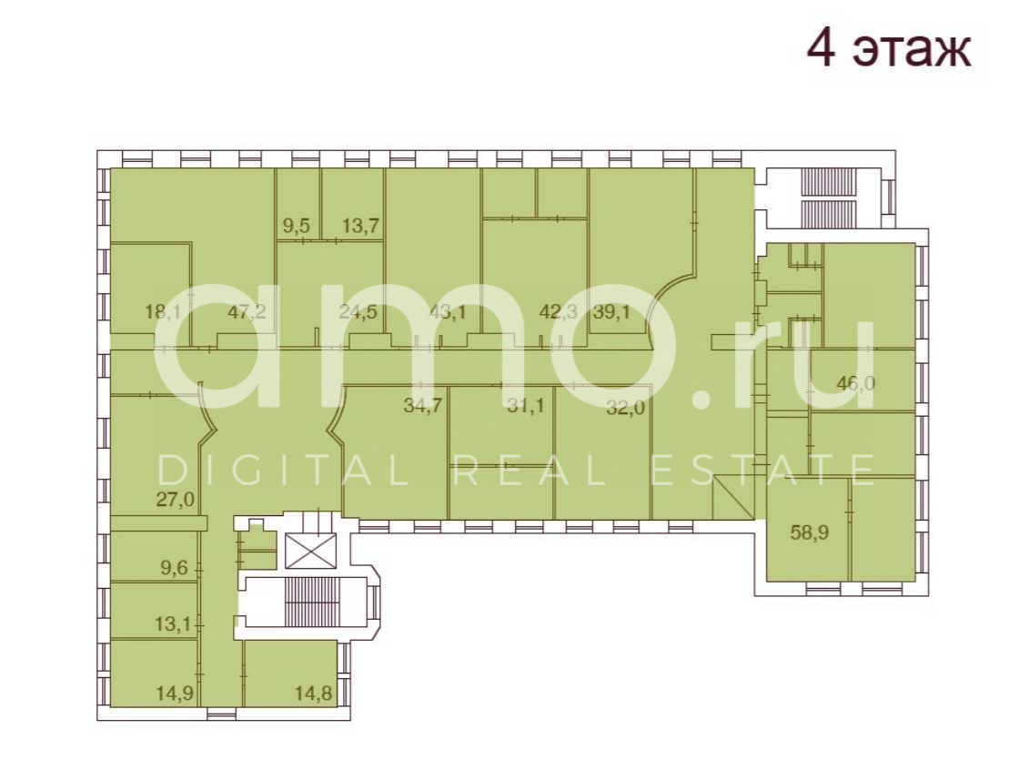 Планировка офиса 742 м², 4 этаж, БЦ «Сенатор на Бол. В.О. пр-те 80А»